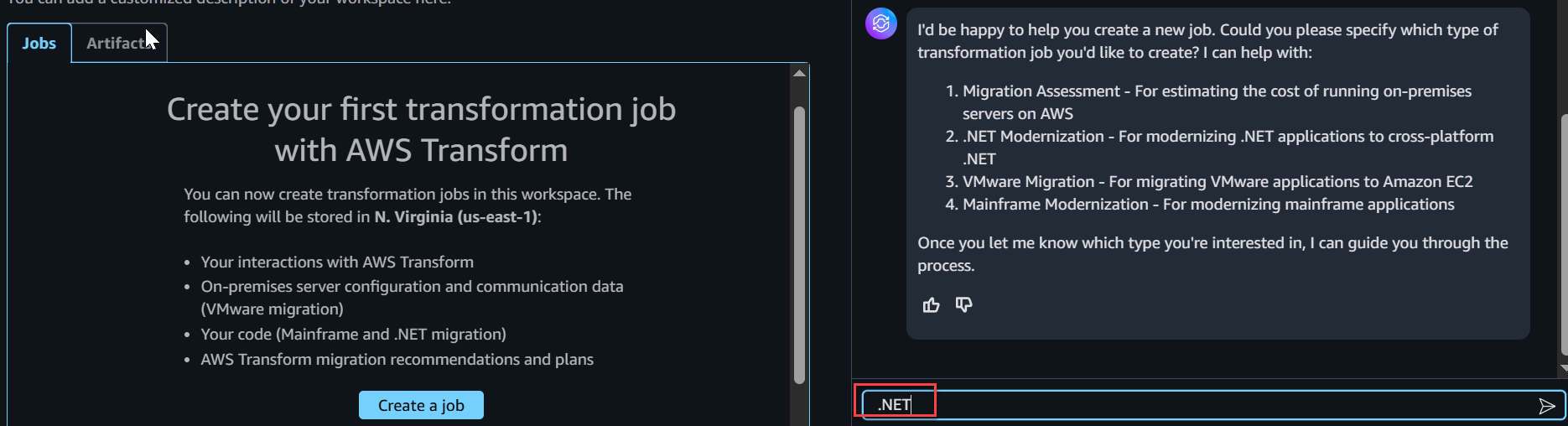 Create a .NET modernization job