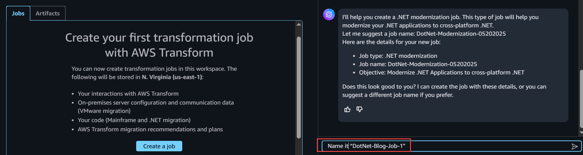 Rename the .NET job