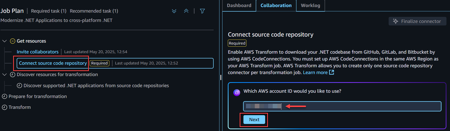 Connect to a source code repository
