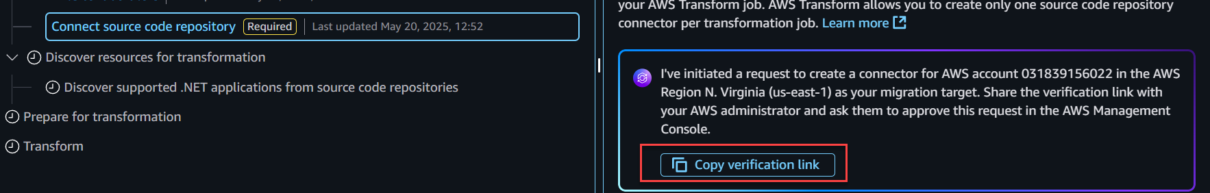 Connector verification link