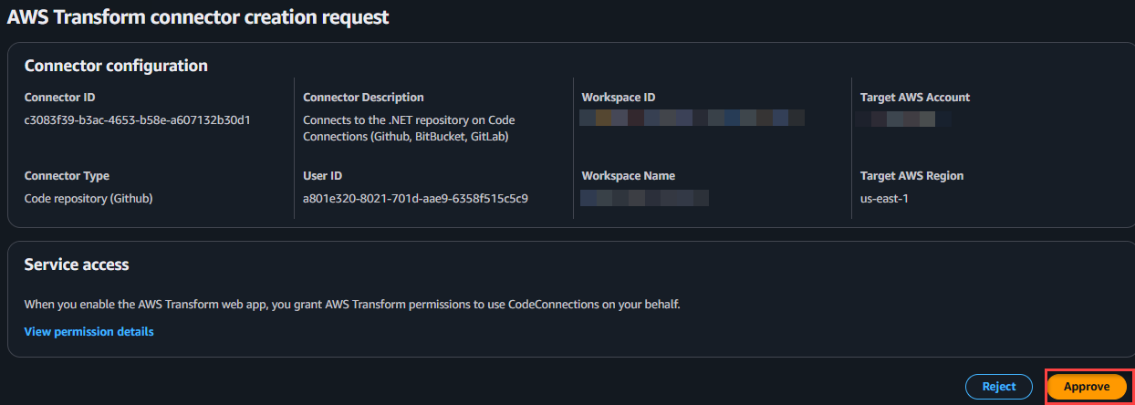 Approve source code connector from console