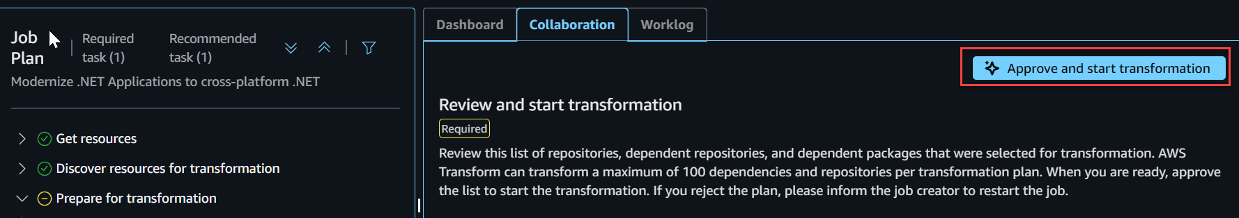Start transformation process 