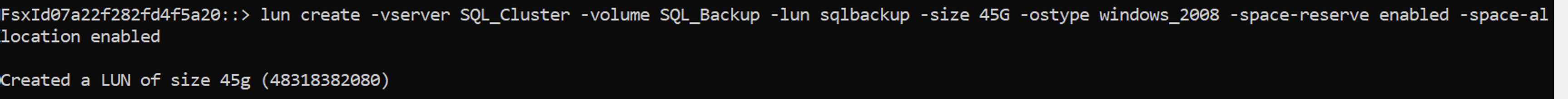 Creation of LUN in FSxN