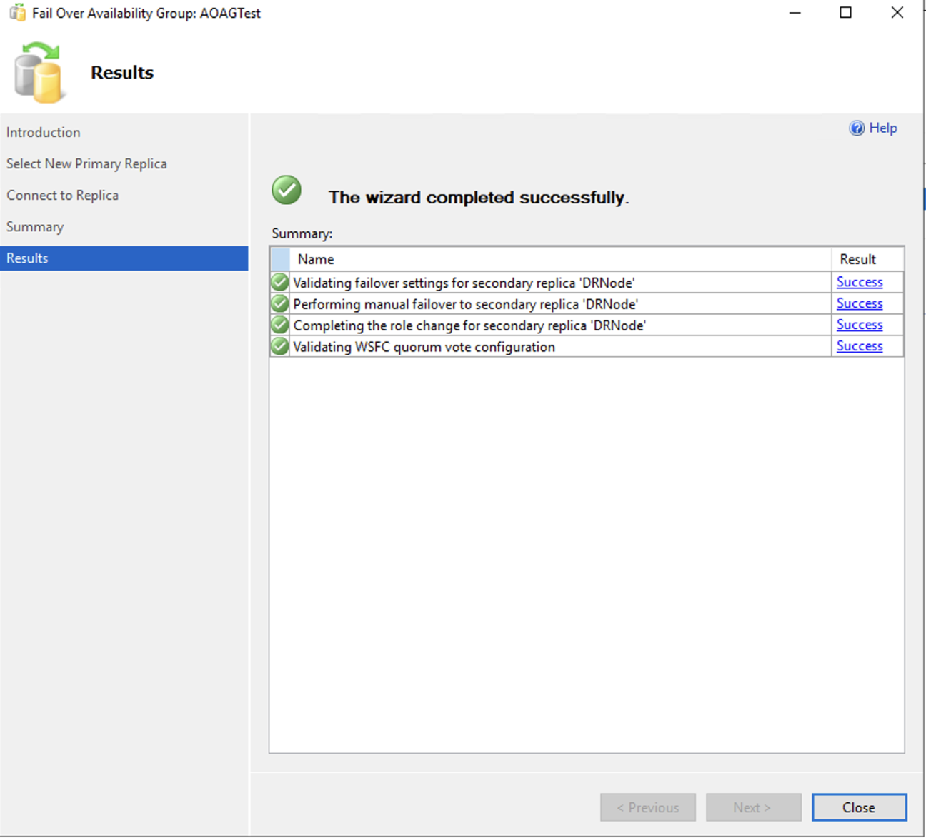 Shows the successful message failover to DRnode 