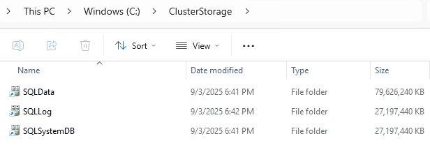 Figure 9: New shared Cluster volumes