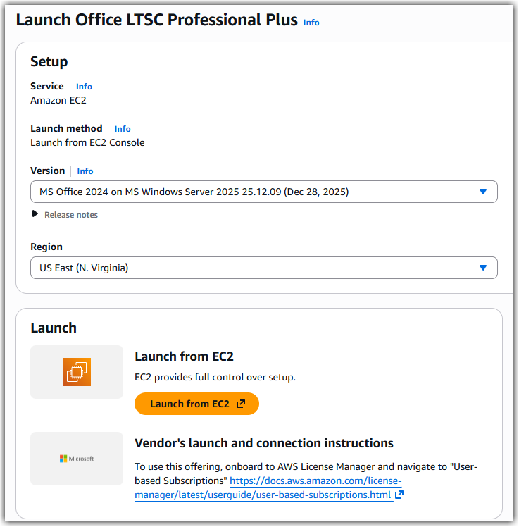 Choosing the Office LTSC Proffesional Plus version and region.