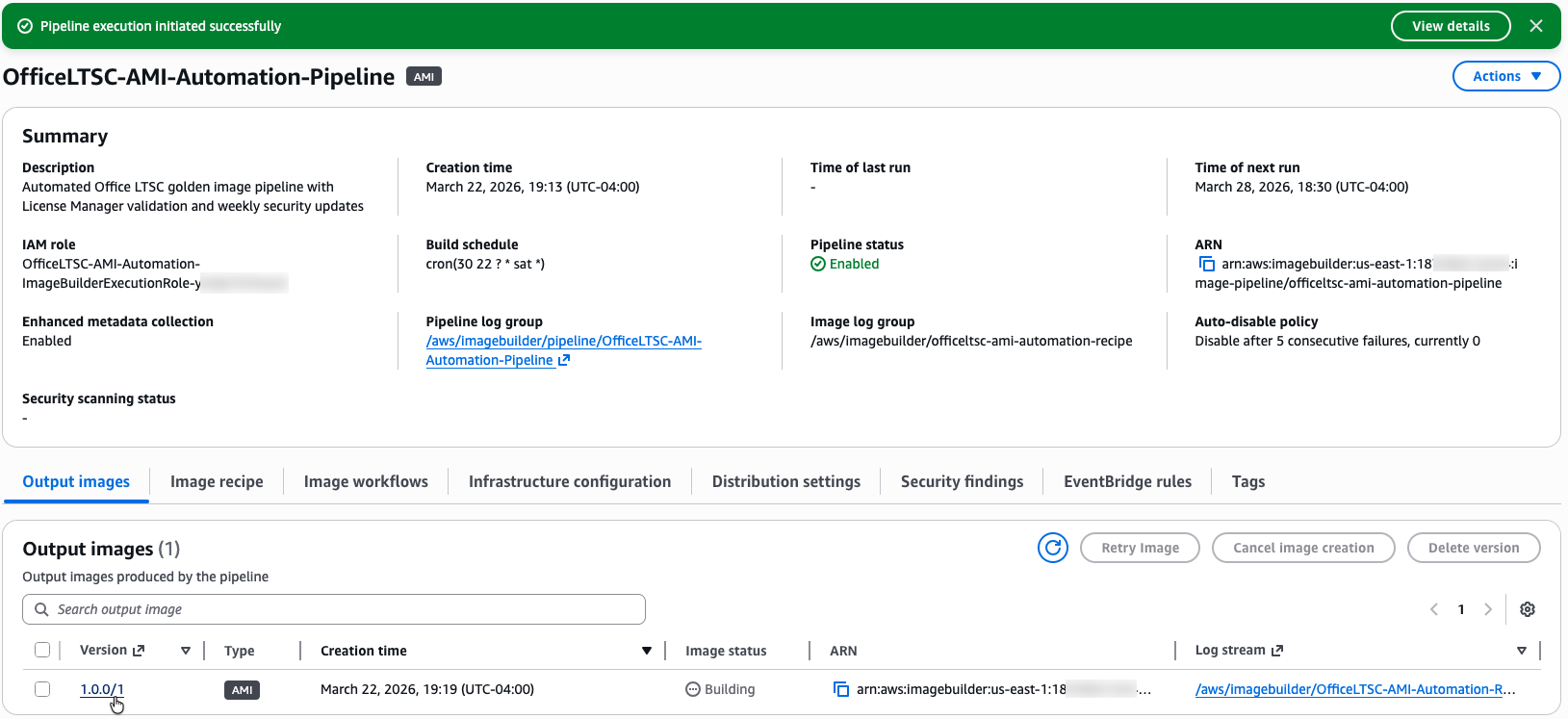 Image Builder Pipeline Output Status and Build Progress