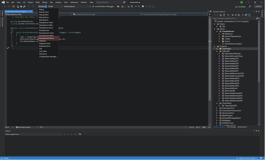 Visual Studio Solution Configuration dropdown