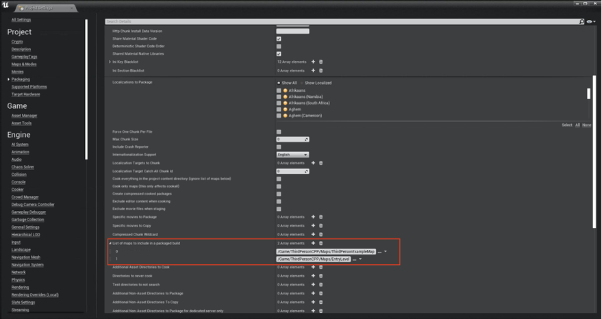 Unreal Editor build package