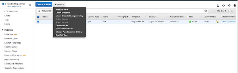 changing volume size