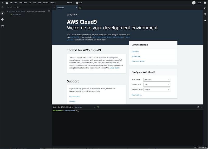 AWS Cloud9 development environment