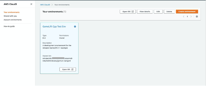AWS Cloud9 instance details