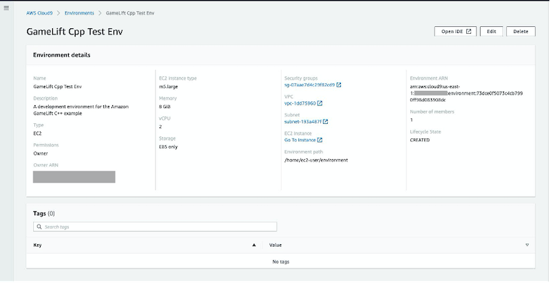 AWS Cloud9 instance details