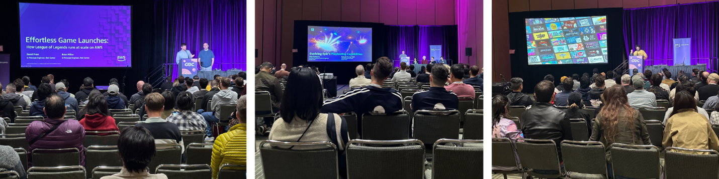 Audience members view informational sessions at the GDC 2025.