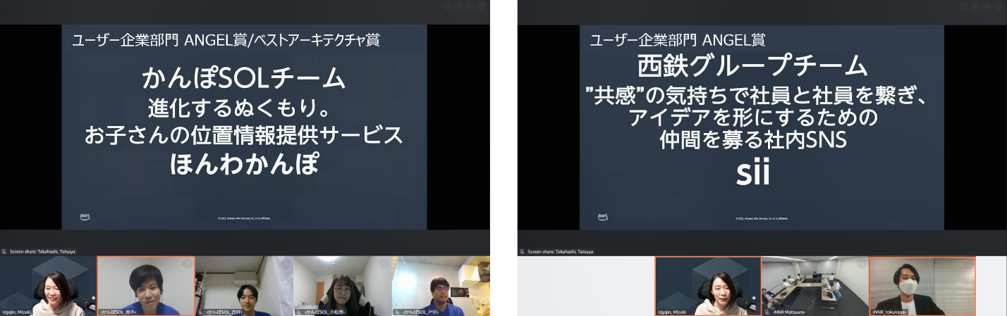 ANGEL Dojo ユーザー企業部門の受賞チーム