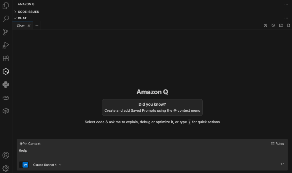VS CodeでのQ Developer画面