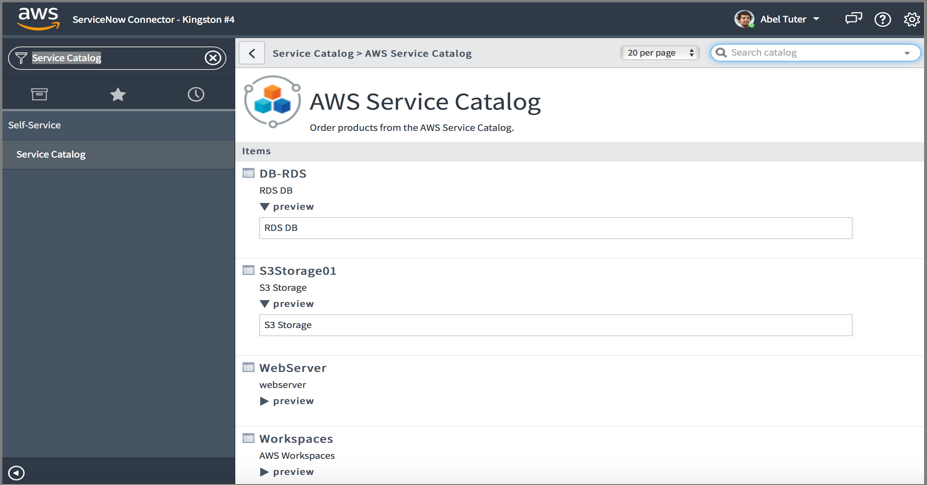 Service Catalog standard view 2