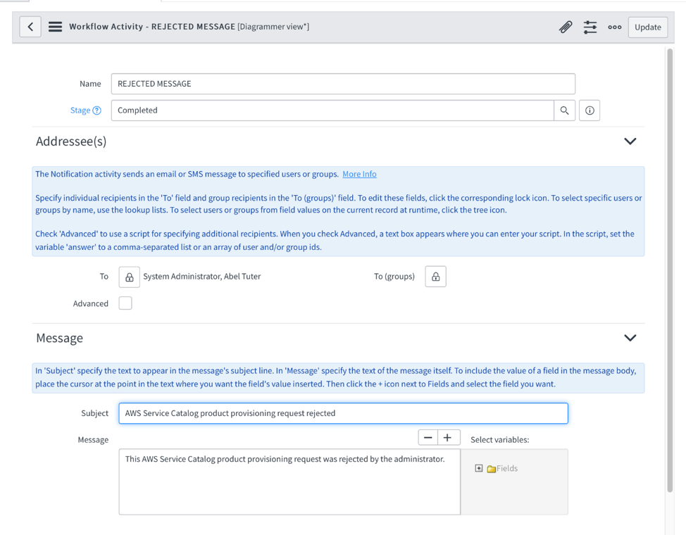 choose submit ServiceNow AWS Service Catalog