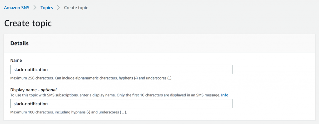 create sns topic for chatbot