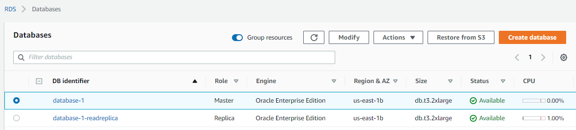 read replica creation