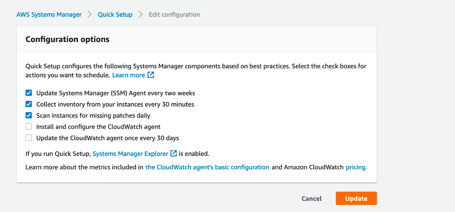 Quick Steup configuration option for scanning patches