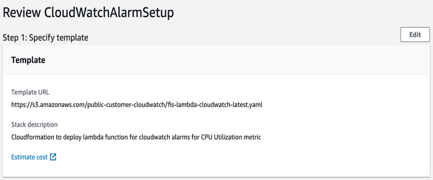 Review CloudFormation Stack details