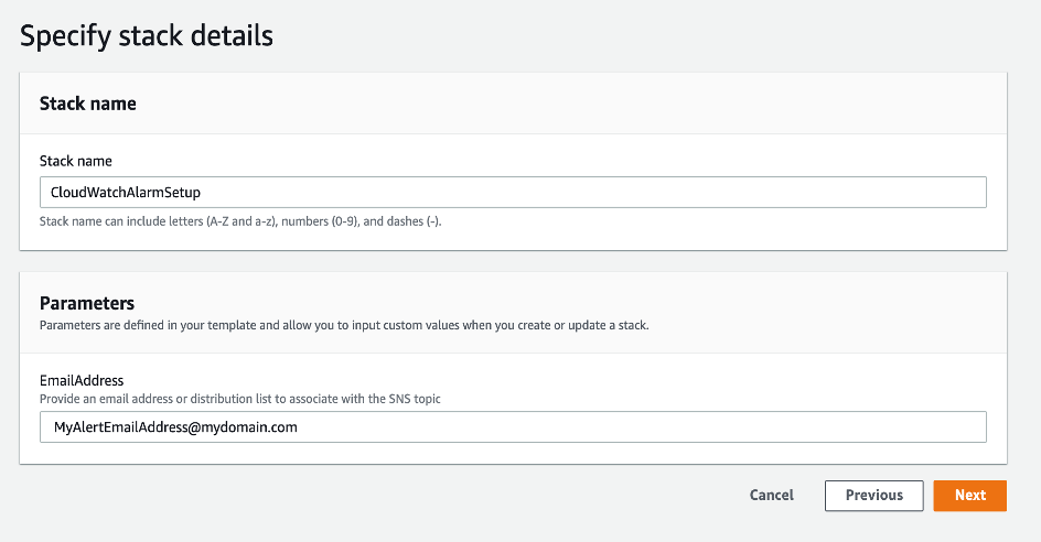 Specify Stack details