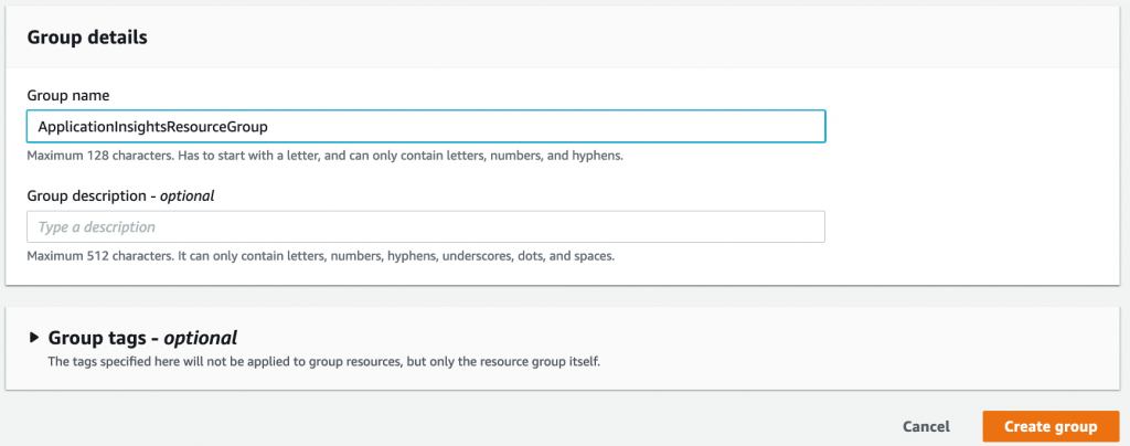 Entering group details to create a group