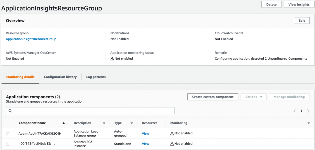 Application Components listed