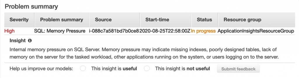 SQL Memory pressure error in progress