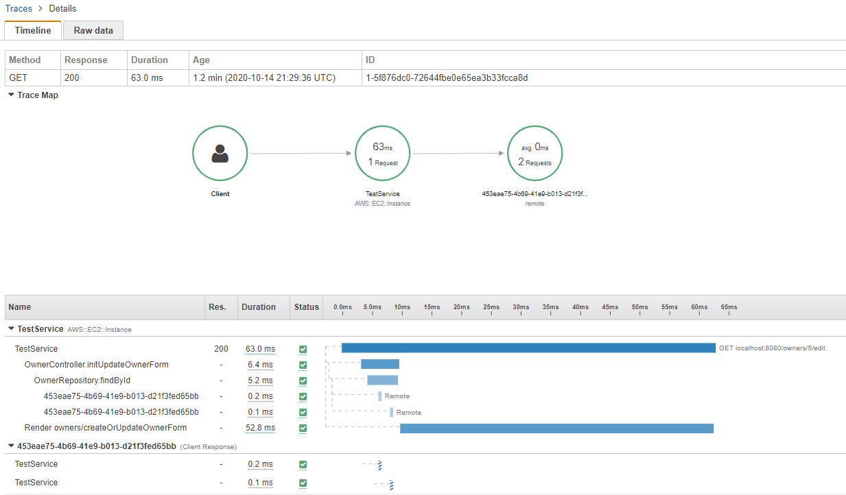 Trace map with Segment timeline