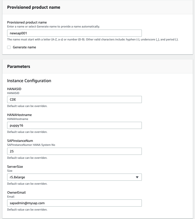 The SAP administrator uses the ServiceNow console to find the SAP HANA database instance. The console displays columns for name, object ID, class, state, CPUs, and memory