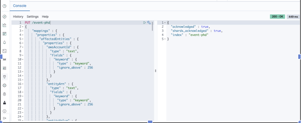 The Dev Tools console provides History, Settings, and Help tabs.