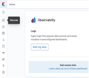 Discover is displayed in the left navigation of the Kibana console.