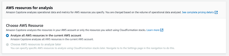 Resource monitor options
