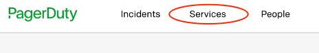 Select the Services link in the PagerDuty console