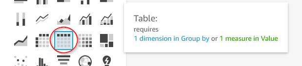 Figure 21: Table selected