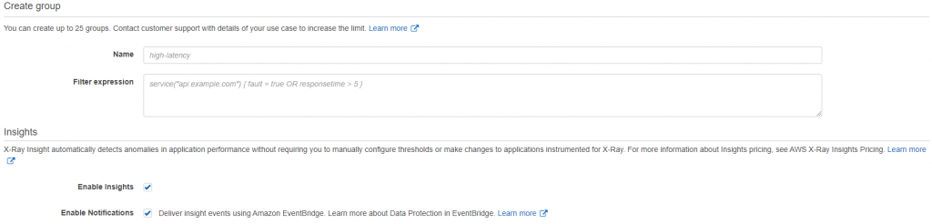 Console page to enable Insights
