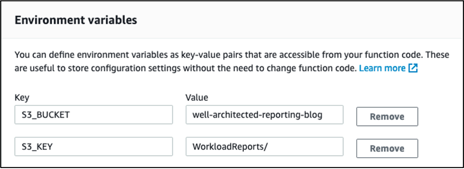 Image of creating environment variables showing data inputs provided in above text.