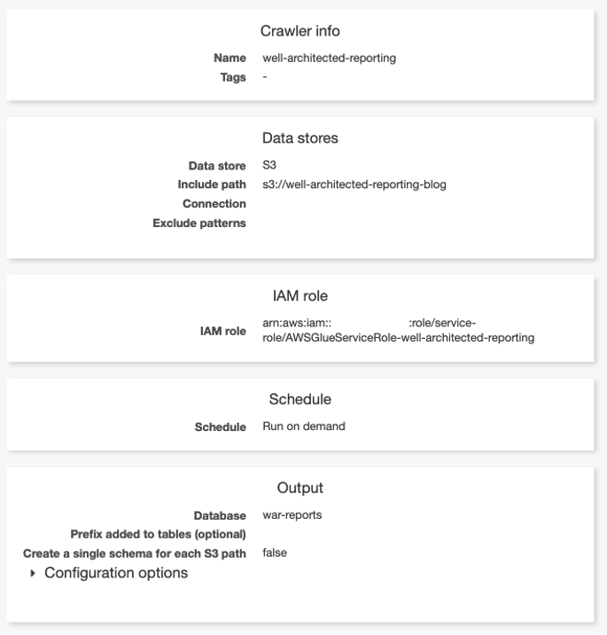 Image of Crawler configuration.