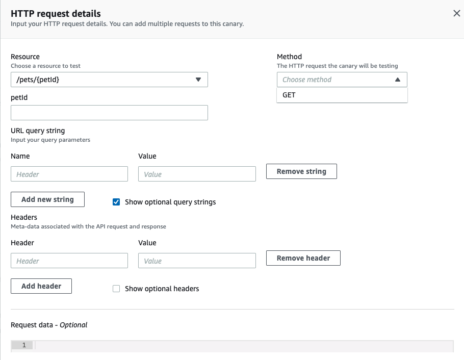 In Resource, /pets/{petId} is displayed. Under Method, GET is displayed.
