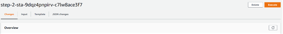 When clicked, the Execute button executes the change set that contains the three machine learning notebook instance types.