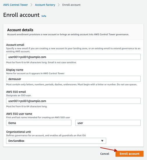 The administrator uses the account factory to create a new account