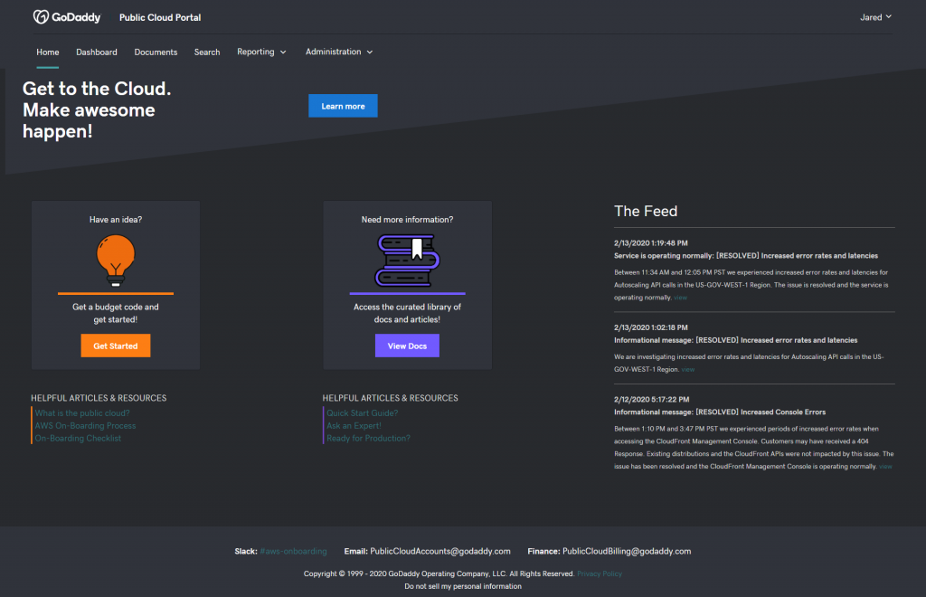GoDaddy Portal Splash Screen