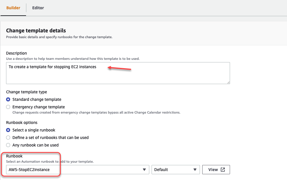 Change template details displays fields and options completed as described in the blog post.