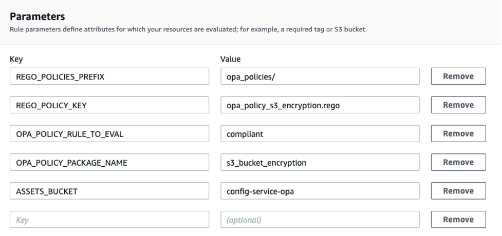 Console screenshot of where parameters can be adjusted for an AWS Config rule