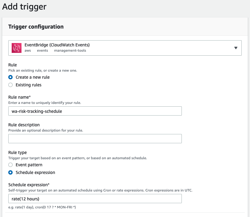 The fields in the Add trigger section are completed as described in the post.