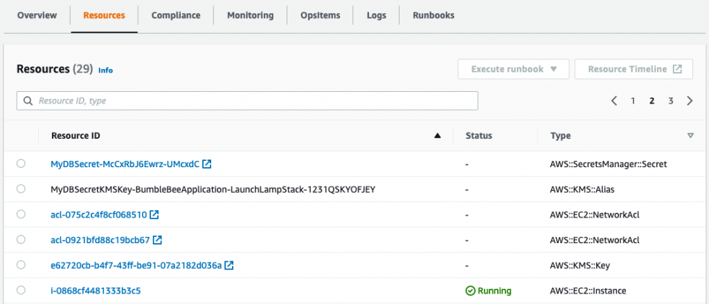 Resource view of an application in the Application Manager 