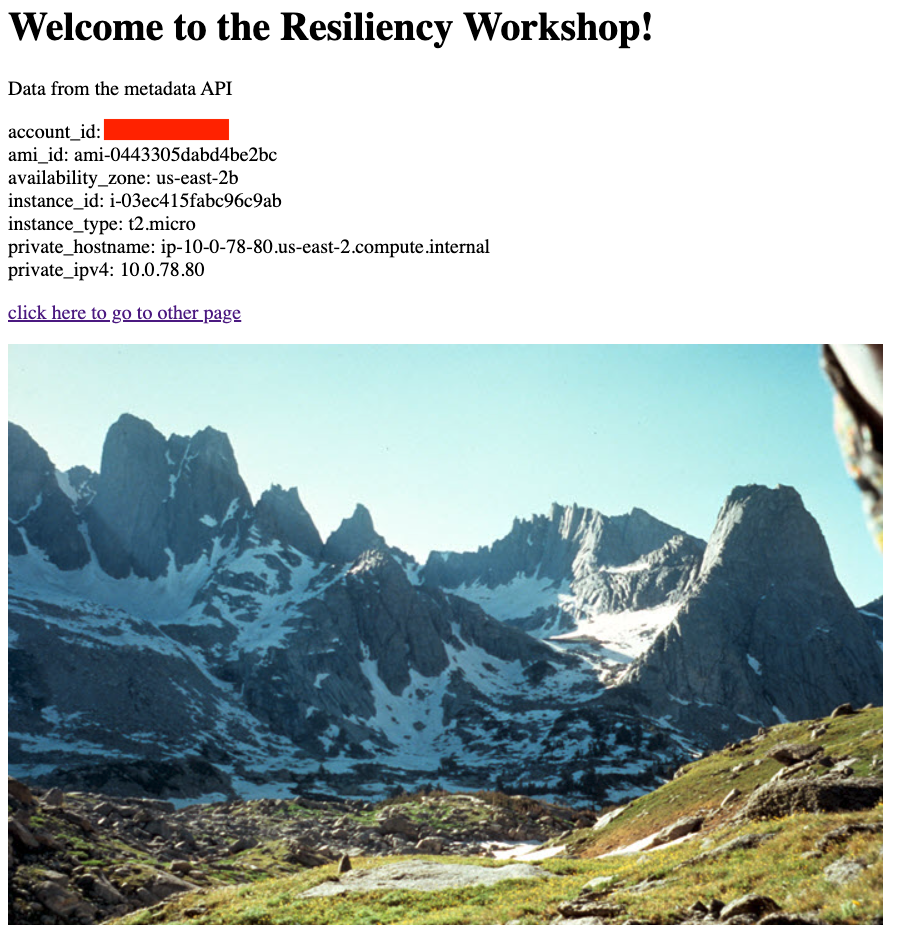 Application with text and an image of mountains used for this walkthrough.