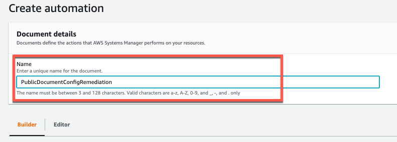 Name your new automation document.